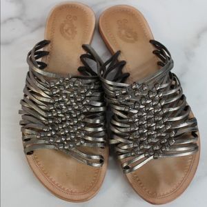 Seychelles Metallic Strappy Huarache Slides sz 10